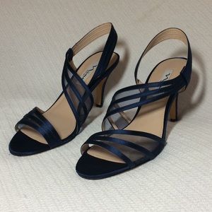 NINA blue satin “Vitalia” high heel sandals 9